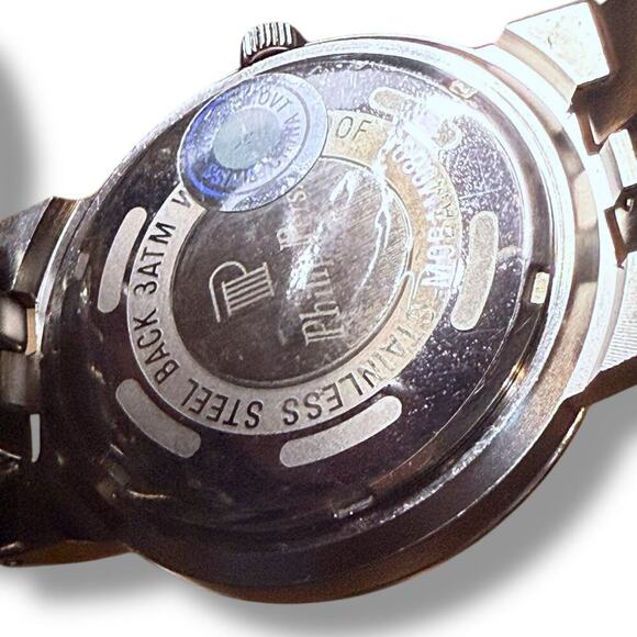 NOS Philip Persio Watch Mens Stainless Steel 38mm Polished Brushed Date Quartz - Picture 5 of 10